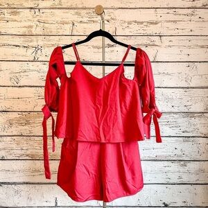 Showpo red cold shoulder romper